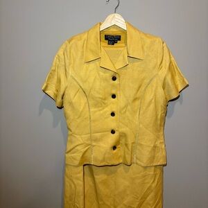 Cynthia Howie Yellow Linen Blend Suit. Blazer & Maxi Skirt